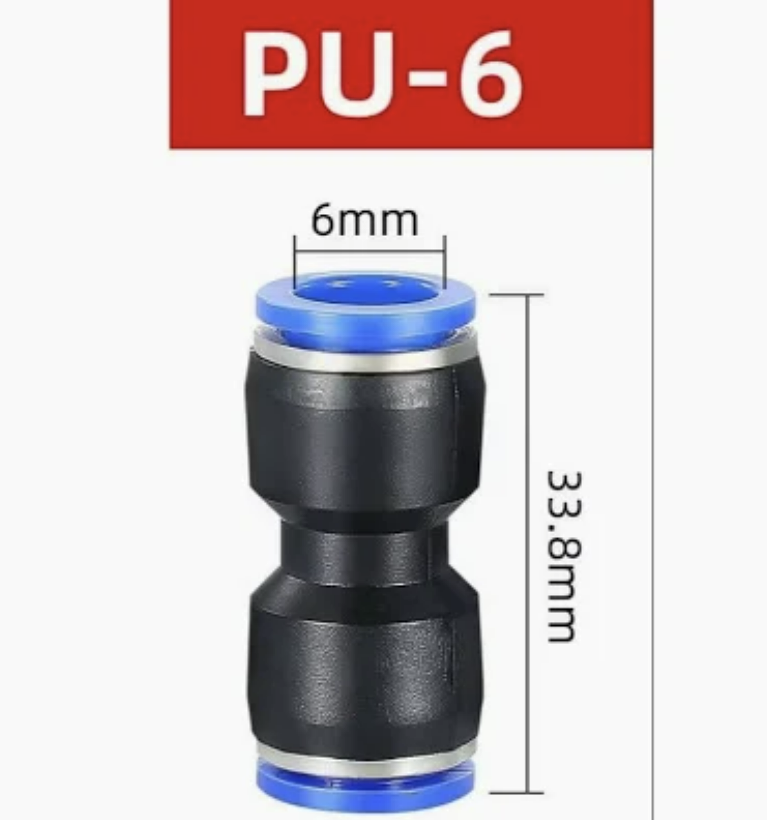 Fitting Pneumatic Lurus PU Slip Lock Selang MPU - 6mm