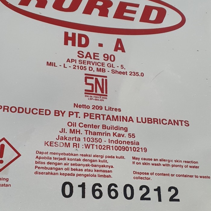 OLI TRANSMISI PERTAMINA RORED HDA 90 V API GL-5