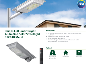 Lampu PJU Philips LED smartbright All in one Solar Streetlight BRC010 Metal