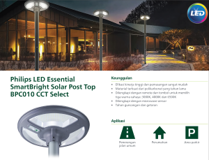 Lampu Philips Essen smartbright Solar Post Top BPC010 CCT select