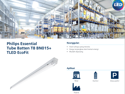 Lampu Philips Essent Tube Batten T8 BN015+TLED EcoFit