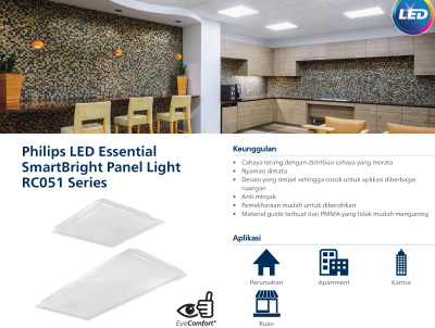 Lampu Philips LED Essent Smartbright Panel light RC051 Series