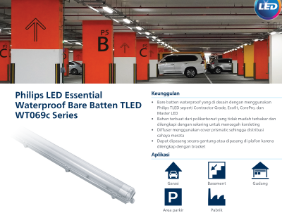 Lampu Philips LED Essent Waterproof Bare Batten TLED WT069c series