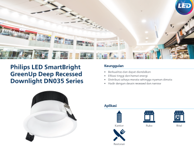 Lampu Philips LED Smartbright Greenup Deep Recesses Downlight DN035 series
