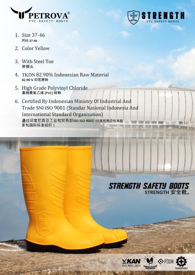 Sepatu Boots Tinggi Safety Petrova STRENGTH kuning-Steel Toe PVC
