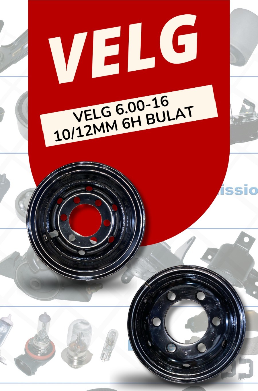 Pelak Ban 6.00-16 10 mm 12 mm 6H Bulat