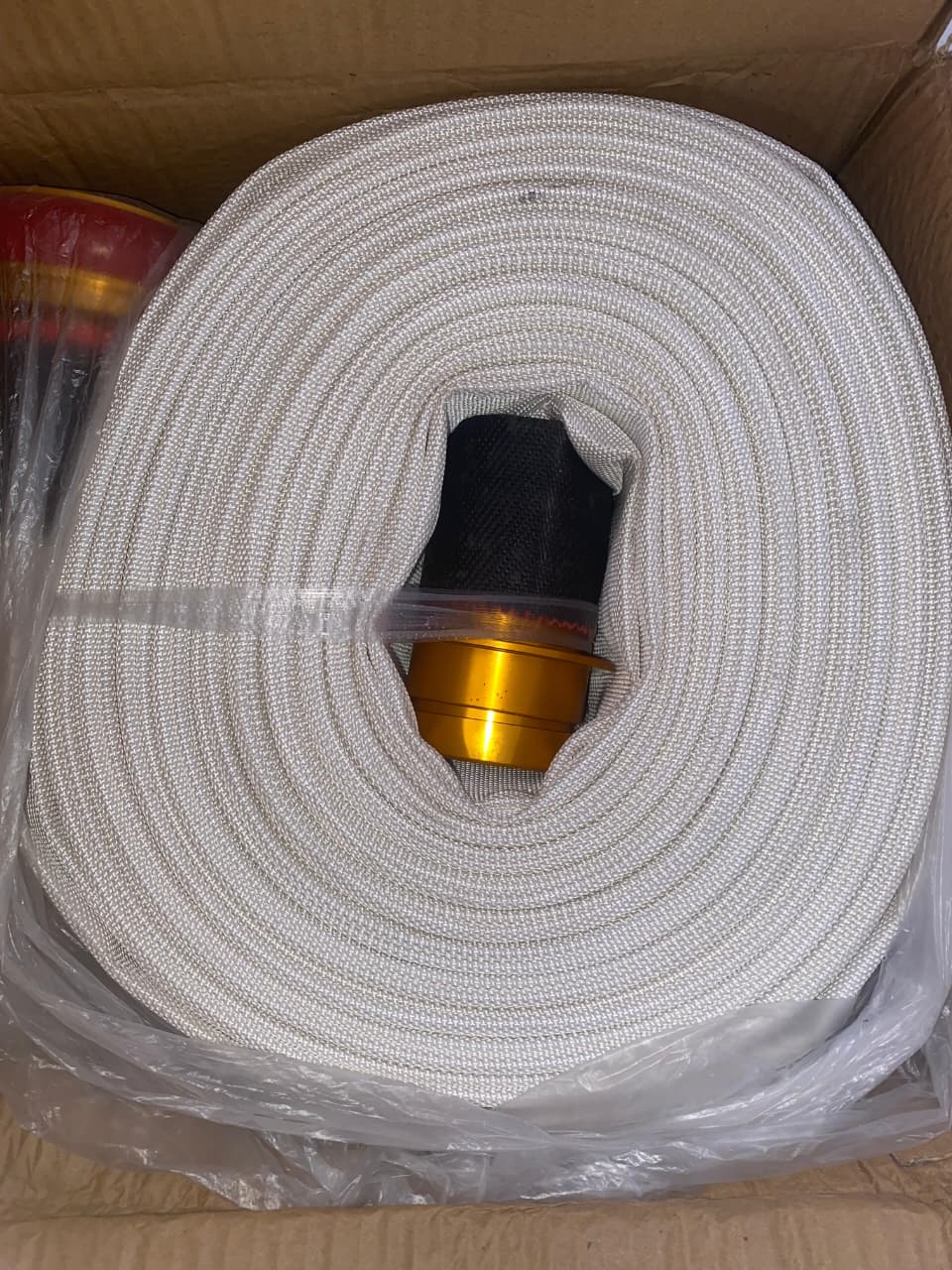 SELANG FIRE HOSE WHITE CANVAS MACHINO COUPLING 2.5 INCH 30 METER MEREK Q-TREX