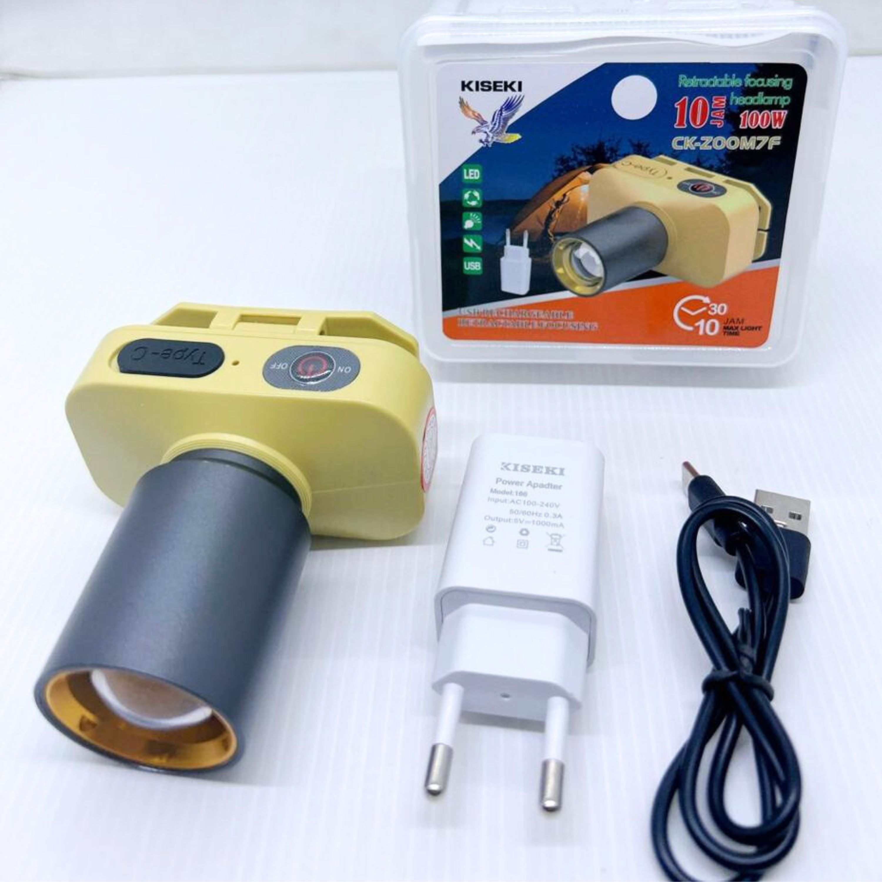 Senter Kepala CHARGE 100 Watt Kiseki CK-ZOOM 7F (KUNING)