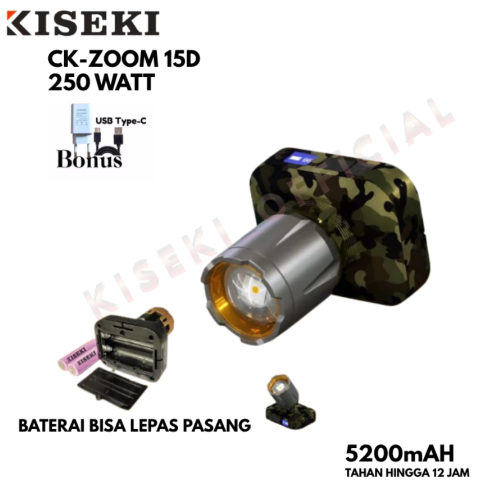 Senter Kepala CHARGE 250 Watt Kiseki CK-ZOOM 15D