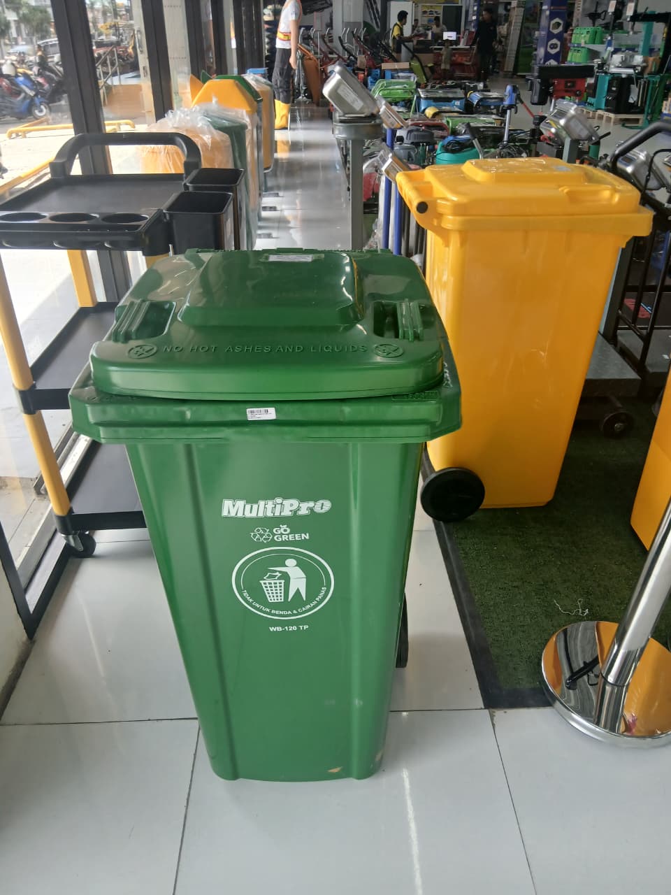 TONG TEMPAT SAMPAH WB-120TP RODA PLASTIK DUST BIN 120 LITER MULTIPRO HIJAU