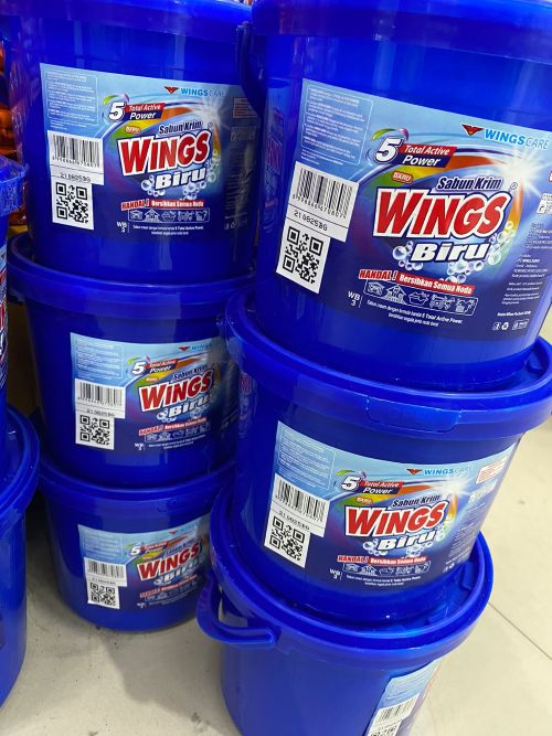 SABUN KRIM WINGS BIRU ANTI NODA KEMASAN EMBER 3kg