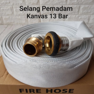 SELANG FIRE HOSE GUARDALL WHITE CANVAS MACHINO COUPLING 2.5 INCH With Kuningan Nozzle Set 20 meter
