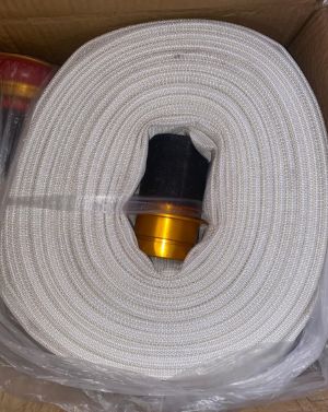 SELANG FIRE HOSE WHITE CANVAS MACHINO COUPLING 2.5 INCH 30 METER MEREK Q-TREX