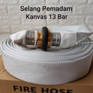 SELANG FIRE HOSE ZEKI WHITE CANVAS MACHINO COUPLING 2.5 INCH With Kuningan Nozzle Set 20 meter