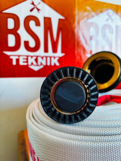 SELANG FIRE HOSE ZEKI WHITE CANVAS MACHINO COUPLING 2.5 INCH With Kuningan Nozzle Set 20 meter