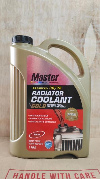 MASTER Air Radiator Coolant Gold Pendingin Motor Mobil Mesin Premixed 30-70 Organic Acid Technology (OAT) Merah 4 Liter
